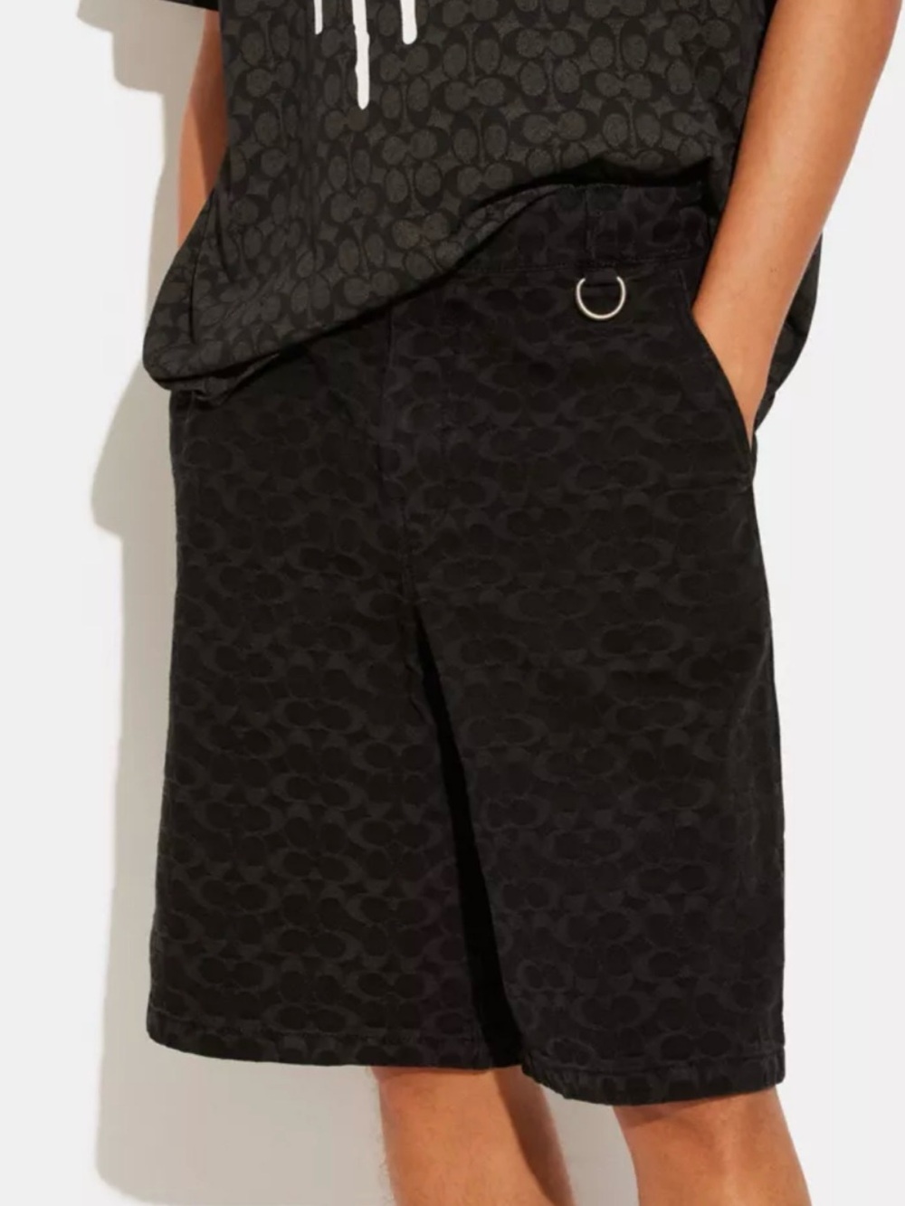 Coach Black “signature denim shorts” D-Ring SOLD OUT!!! NWT